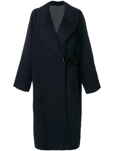 Maison Margiela Reversible Double Cashmere Coat In Dark Blue