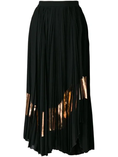 Proenza Schouler Metallic Panel Pleated Midi Skirt In Black