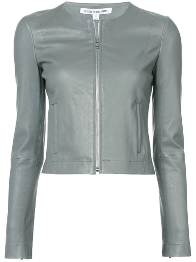 Elizabeth And James Helen Long-sleeve Cropped Leather Moto Jacket In Gray