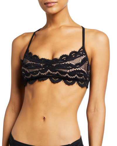 Pq Swim Midnight Lace Bralette Bikini Top In Midnight Gold