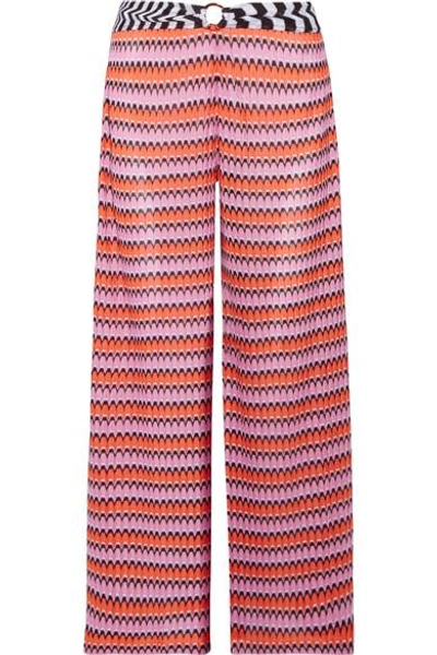 Missoni Mare Cropped Crochet-knit Wide-leg Pants In Pink