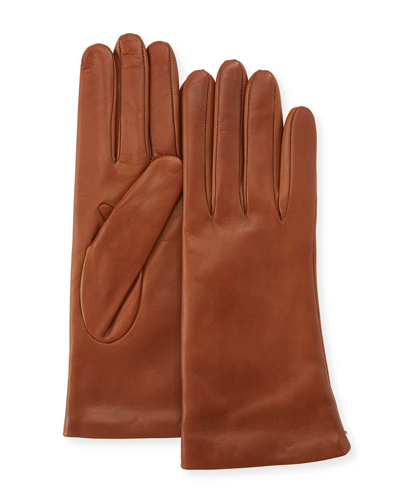 Portolano Cashmere-lined Napa Leather Gloves In Saddle