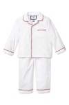 Petite Plume Kids' Solid Pajama Set W/ Contrast Piping In White