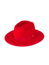 Keith And James Queen Red-brim Wool Fedora Hat, Rose In Rose Red