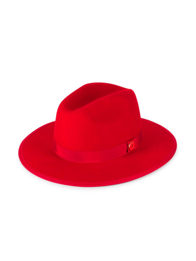 Keith And James Queen Red-brim Wool Fedora Hat, Rose