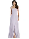 Dessy Collection Square-neck Tie-strap A-line Chiffon Dress In Moondance