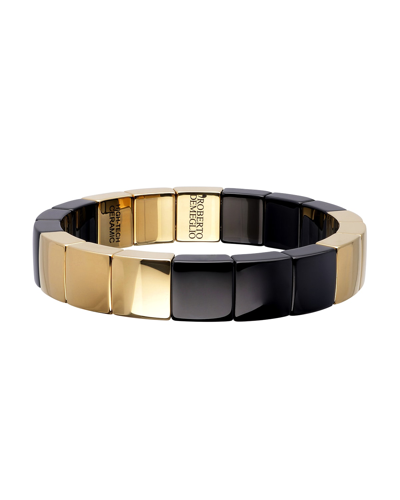 Roberto Demeglio Women's 18k Yellow Gold Overlay & Matte Black Ceramic Stretch Bracelet In Black/gold