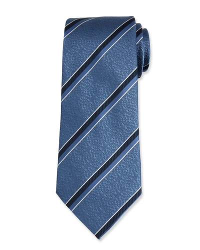 Ermenegildo Zegna Men's Textured Stripe Silk Tie In Blue