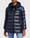 Moncler Suyen Down Quilted Nylon Hooded Parka In Navy