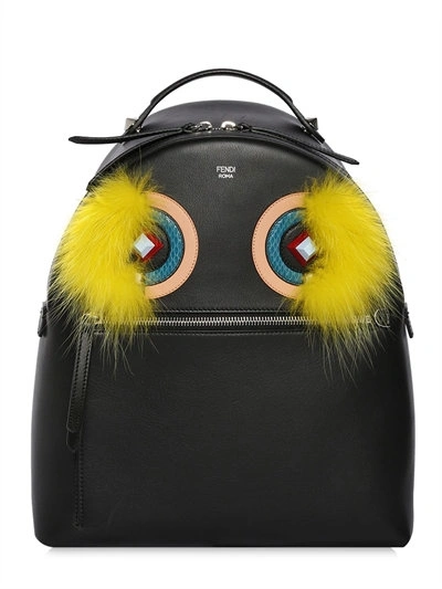 Fendi Large Monster Fox-fur Backpack, Black