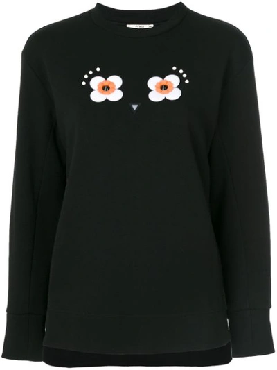 Fendi Floral Embroidered Sweatshirt In Black
