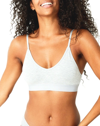 Stripe & Stare Scoop-neck Bralette In Grey