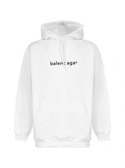 Balenciaga Men's Medium-fit Logo Typographic Hoodie In White