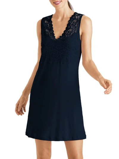 Hanro Moments Knit Tank Gown In Deep Navy