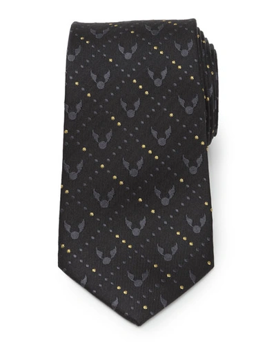 Cufflinks, Inc Men's Harry Potter Golden Snitch Silk Tie In Black