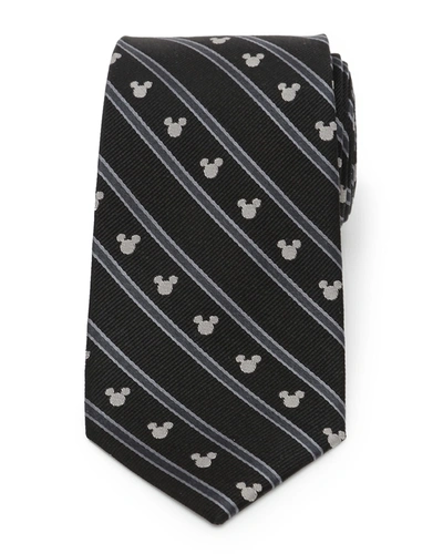 Cufflinks, Inc Men's Mickey Mouse Striped Silk Tie In Black