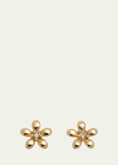 Zoe Lev Jewelry 14k Gold Tiny Diamond Flower Stud Earrings