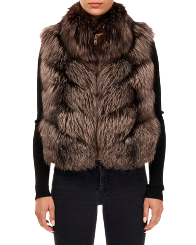 Gorski Nylon Fox Fur Reversible Chevron Vest In Black ModeSens