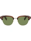 Oliver Peoples Men's Grant Half-rim Sunglasses In Brown