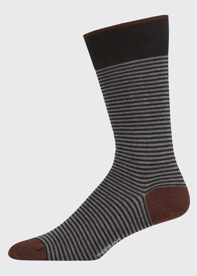 Marcoliani Men's Palio Stripe Socks In Black