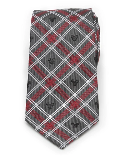 Cufflinks, Inc Men's Mickey Mouse Holiday Plaid Silk Tie In Gray