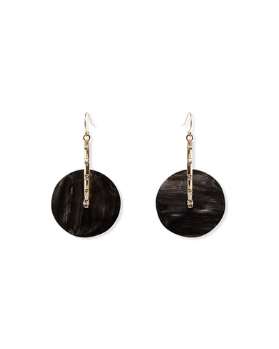 Akola Anja Gold Hoop Earring With Luxury Crystal Accents & Horn In Black