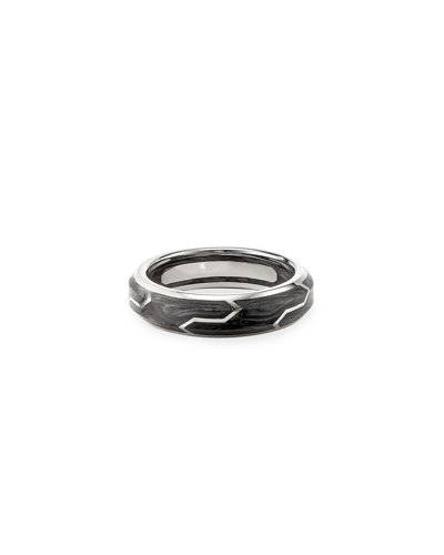 David Yurman Men's Forged Carbon Band Ring In 18k White Gold, 6mm In Black