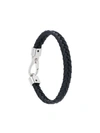 Tod's Woven Leather And Silver-tone Bracelet In Black