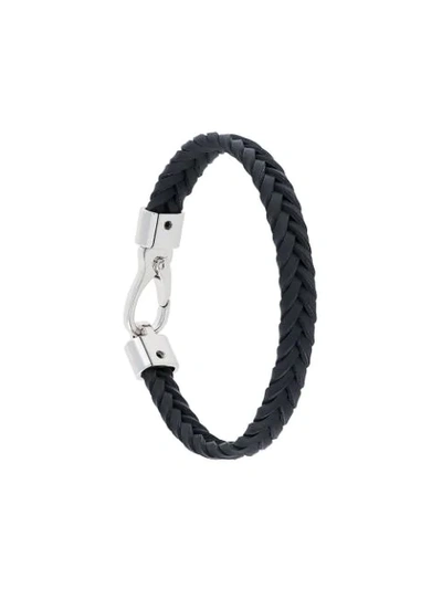 Tod's Woven Leather And Silver-tone Bracelet In Black