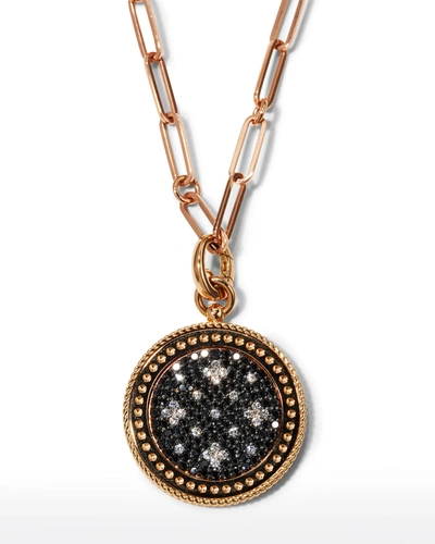 Roberto Coin 18k Rose Gold Venetian Princess Black & White Diamond Drop Necklace, 19