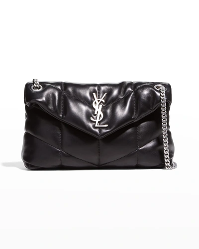 Saint Laurent Lou Puffer Small Ysl Shoulder Bag In Quilted Leather In Nero