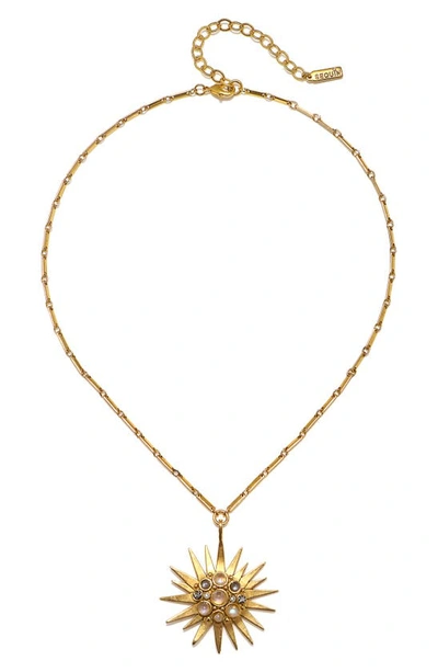 Sequin Starburst Talisman Pendant Necklace In Gold