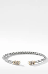 David Yurman Petite Helena Open Bracelet With Diamonds In Sterling Silver And Yellow Gold In Pearl