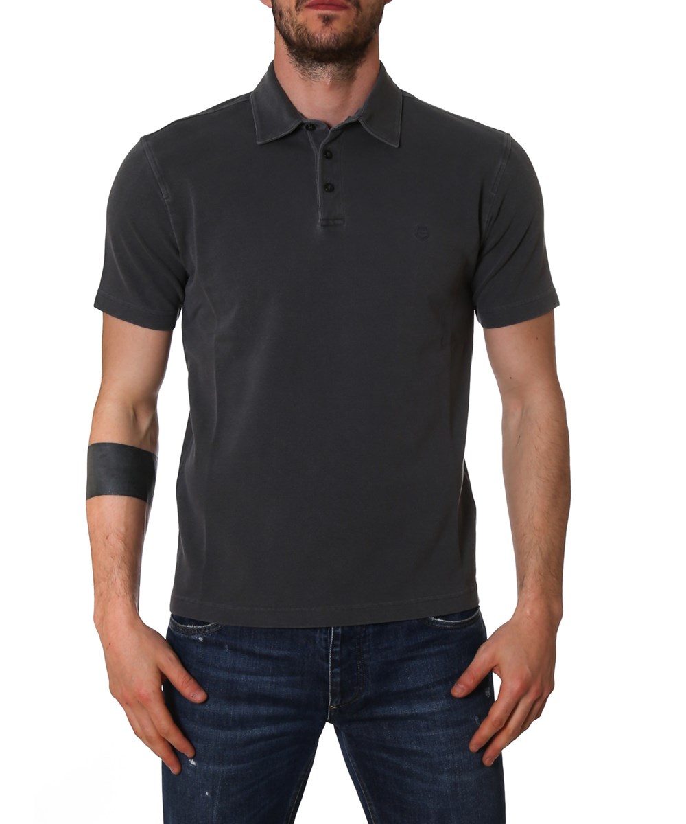 Z Zegna Men's Grey/black Cotton Polo Shirt' | ModeSens