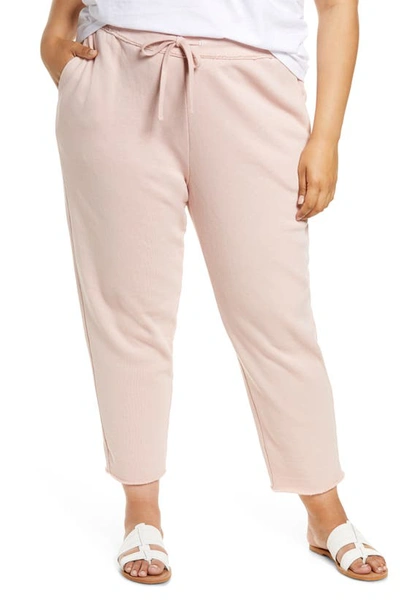 Eileen Fisher Organic Cotton French Terry Ankle Track Pant In Powder