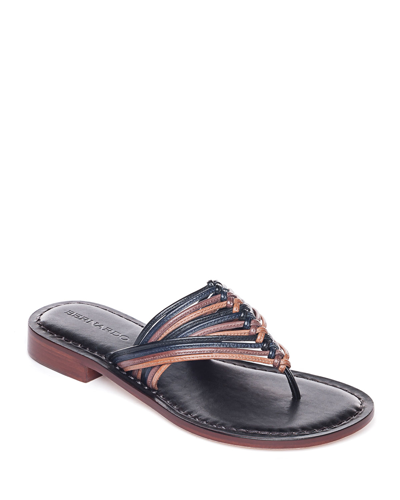 Bernardo Metallic Braided Flat Thong Sandals In Black