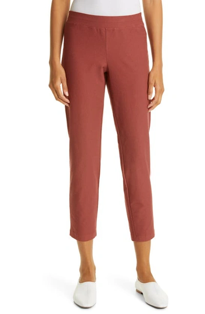 Eileen Fisher Washable Stretch Crepe Slim Ankle Pant In Red