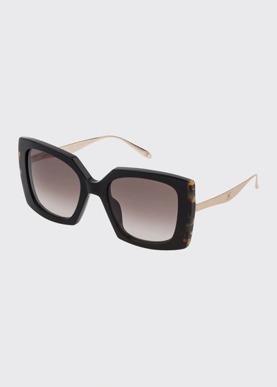 Carolina Herrera Oversized Square Acetate/titanium Sunglasses In Black