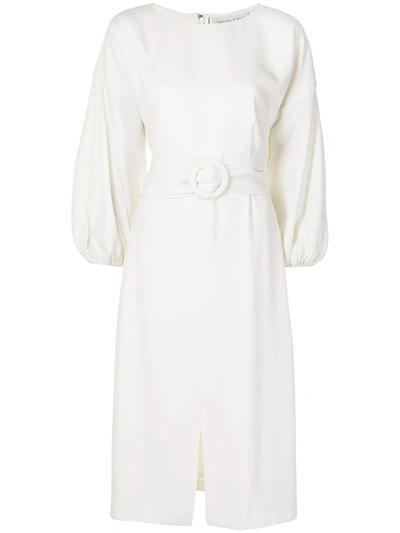 Sachin & Babi Annie Blouson-sleeve Crepe Midi Dress In White