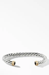 David Yurman Cable Cuff Bracelet With 18k Gold & Semiprecious Stone In Black Onyx