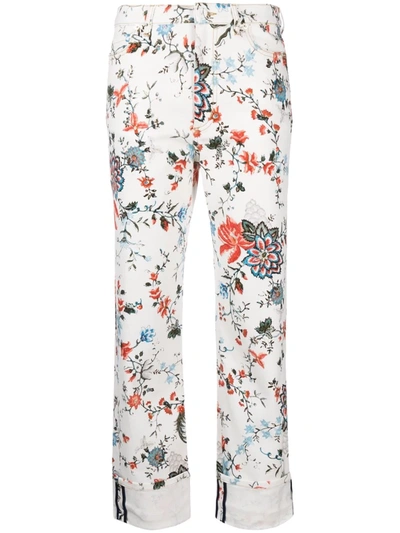 Erdem Nathaniel Floral-print Straight-leg Cuffed Jeans In White/multi