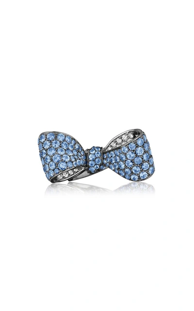 Mimi So Women's Bow 18k Gold Diamond And Sapphire Ring In Blue