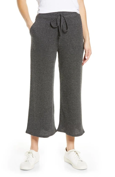 Beyond Yoga Waffle-knit Wide-leg Cropped Pants In Charcoal