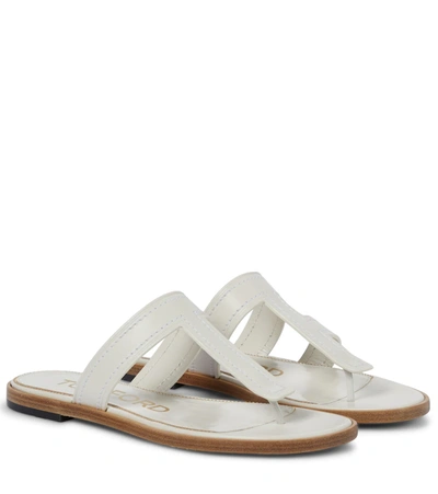 Tom Ford Calfskin T-strap Thong Sandals In White
