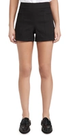 Theory Linen-blend High-waisted Shorts In Black
