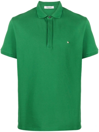 Valentino Men's Iconic Stud Polo Shirt In Green