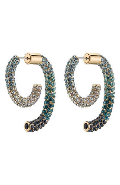 Demarson Convertible Allover Pave Luna Earrings, Blue Ombre