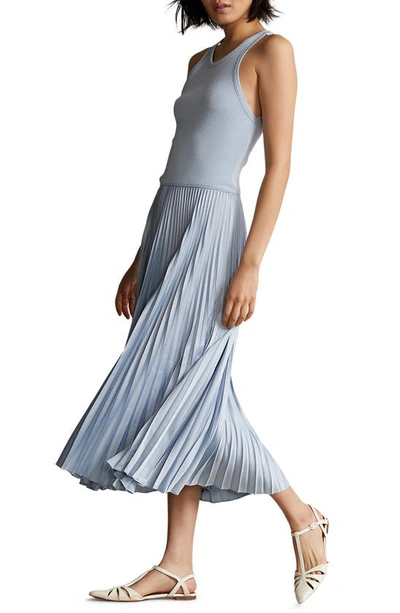 ralph lauren blue pleated dress Pleated Cap-sleeve Midi Dress