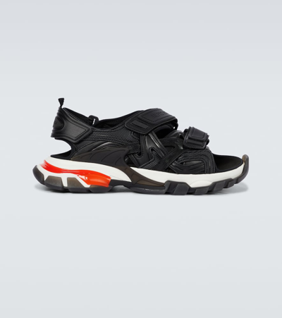 Balenciaga Track Velcro-strap Faux-leather And Rubber Sandals In Nero/rouge