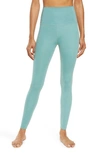 Beyond Yoga Heathered Rib High-waist Midi Leggings In Green